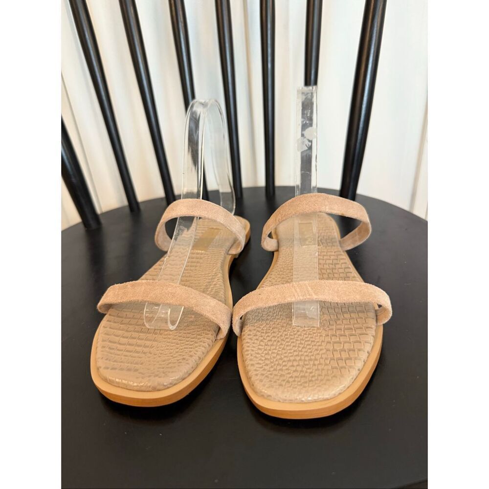 Kaanas Beige Double-Strap Suede Slide Sandals - Picture 5 of 8